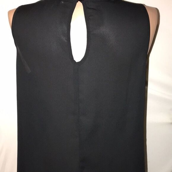 Papaya Women's Black Mesh Front Beaded Keyhole Back Embellished Tank Top Medium - Picture 3 of 7